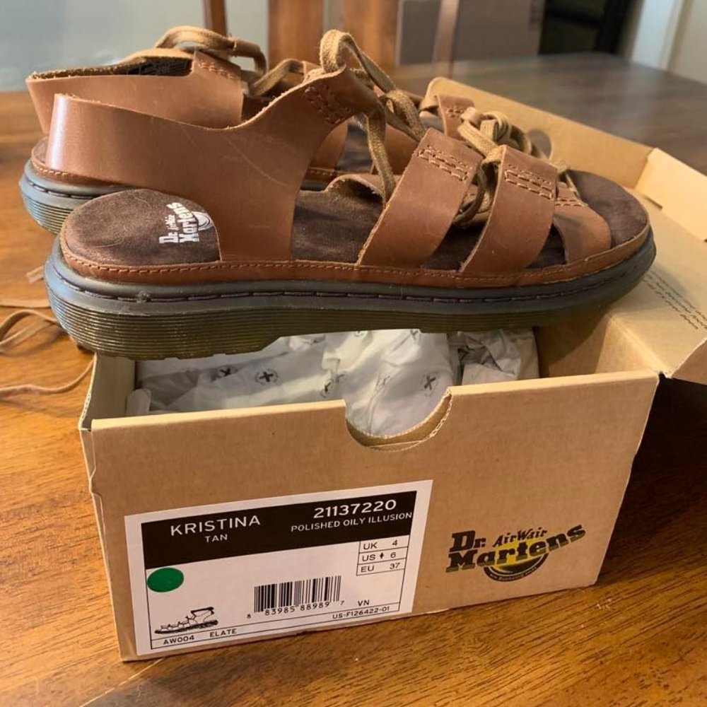 NEW Dr. Martens Kristina Lace Up Gladiator Sandals Tan Sz 6